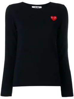 Comme Des Garçons Play 2 NAVY Pull à Patch Logo Femme