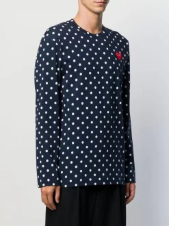 Comme Des Garçons Play Sweat à Pois 2 BLUE -Comme Des Garçons Play Soldes Boutique 14290269 20384442 600