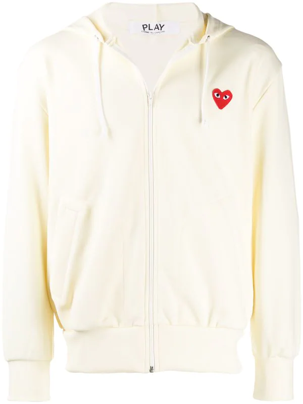 Comme Des Garçons Play Sweat Zippé à Patch Logo 3 IVORY 3 Comme Des Garçons Play Sweat Zippé à Patch Logo 3 IVORY