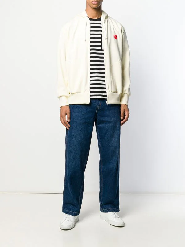 Comme Des Garçons Play Sweat Zippé à Patch Logo 3 IVORY 4 Comme Des Garçons Play Sweat Zippé à Patch Logo 3 IVORY – Image 2