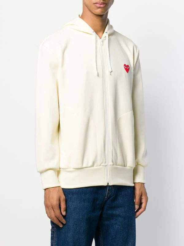Comme Des Garçons Play Sweat Zippé à Patch Logo 3 IVORY 5 Comme Des Garçons Play Sweat Zippé à Patch Logo 3 IVORY – Image 3
