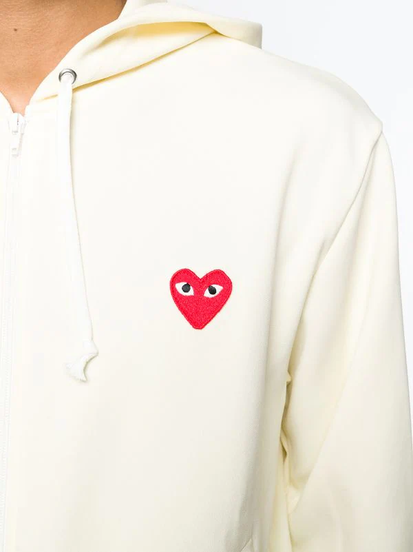 Comme Des Garçons Play Sweat Zippé à Patch Logo 3 IVORY 7 Comme Des Garçons Play Sweat Zippé à Patch Logo 3 IVORY – Image 5