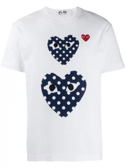 Comme Des Garçons Play WHITE Heart Print T-shirt Femme
