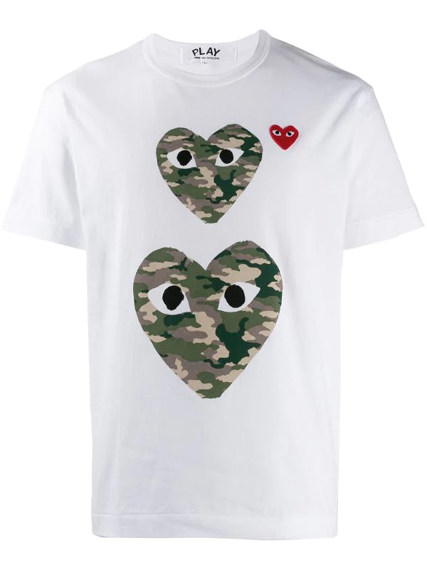 Comme Des Garçons Play WHITE/CAMO T-shirt à Cœur Imprimé Femme 3 Comme Des Garçons Play WHITE/CAMO T-shirt à Cœur Imprimé Femme