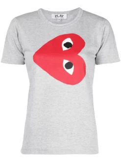 Comme Des Garçons Play T-shirt à Logo Contrastant Grey