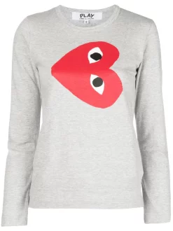 Comme Des Garçons Play T-shirt à Logo Imprimé Grey