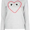 Comme Des Garçons Play Grey T-shirt à Logo Imprimé Femme