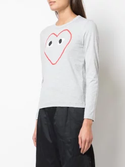 Comme Des Garçons Play Grey T-shirt à Logo Imprimé Femme -Comme Des Garçons Play Soldes Boutique 14508450 21846381 600