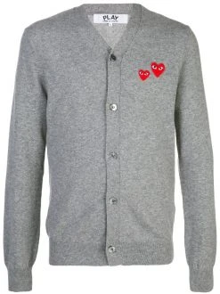 Comme Des Garçons Play Cardigan à Patchs Brodés Grey