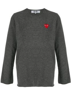 Comme Des Garçons Play 3 GREY Pull à Logo Homme