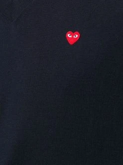 Comme Des Garçons Play Pull à Logo Brodé NAVY -Comme Des Garçons Play Soldes Boutique 14565243 22365475 600