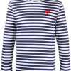 Comme Des Garçons Play T-shirt Rayé à Patch Logo Homme -Comme Des Garçons Play Soldes Boutique 14579264 22561167 600