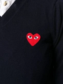 Comme Des Garçons Play Pull à Logo Brodé 2 BLUE -Comme Des Garçons Play Soldes Boutique 14728485 27372416 600