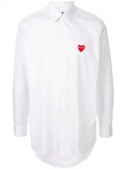 Comme Des Garçons Play WHITE Chemise à Logo Brodé Homme