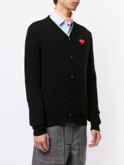 Comme Des Garçons Play Cardigan à Logo Brodé NERO -Comme Des Garçons Play Soldes Boutique 14943869 26151987 600