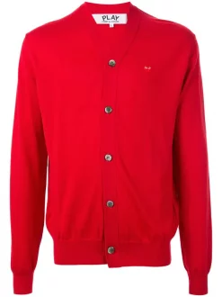 Comme Des Garçons Play Cardigan à Logo Brodé RED