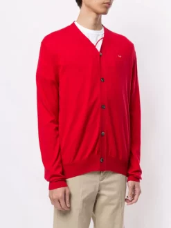 Comme Des Garçons Play Cardigan à Logo Brodé RED -Comme Des Garçons Play Soldes Boutique 14944175 25991780 600