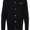 Comme Des Garçons Play NAVY Cardigan à Logo Brodé Homme -Comme Des Garçons Play Soldes Boutique 14944181 25991793 600