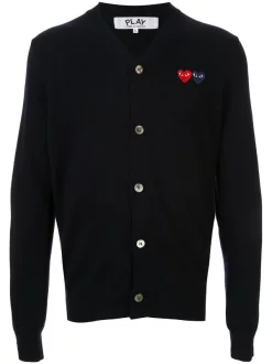 Comme Des Garçons Play NAVY Cardigan à Logo Brodé Homme