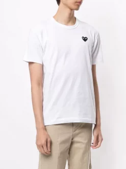 Comme Des Garçons Play T-shirt à Logo Brodé 2 WHITE -Comme Des Garçons Play Soldes Boutique 14944198 25989259 600