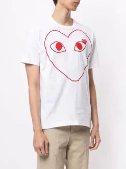 Comme Des Garçons Play 001 T-shirt à Détail Imprimé Homme -Comme Des Garçons Play Soldes Boutique 14944216 26124921 600