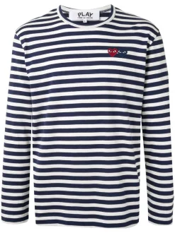 Comme Des Garçons Play T-shirt Rayé à Patch Logo Homme