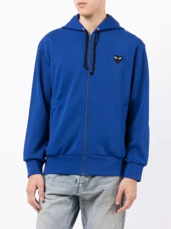 Comme Des Garçons Play Hoodie Zippé à Patch Logo NAVY -Comme Des Garçons Play Soldes Boutique 14944515 34563333 600
