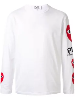 Comme Des Garçons Play WHITE T-shirt à Logo Imprimé Homme