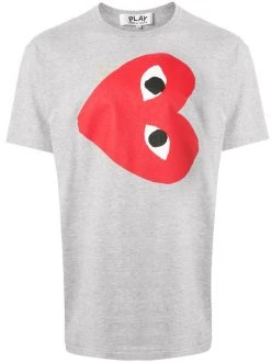 Comme Des Garçons Play T-shirt à Logo Imprimé Grey