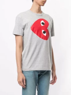 Comme Des Garçons Play T-shirt à Logo Imprimé Grey -Comme Des Garçons Play Soldes Boutique 14944522 25315628 600
