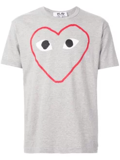 Comme Des Garçons Play Grey T-shirt à Logo Imprimé Homme