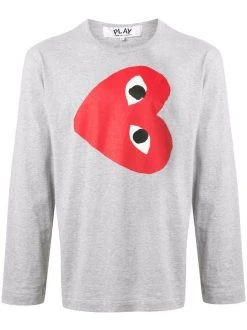 Comme Des Garçons Play Grey T-shirt à Logo Imprimé Homme