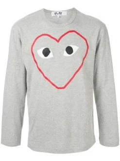 Comme Des Garçons Play Grey T-shirt à Logo Imprimé Homme