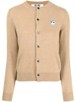 Comme Des Garçons Play BEIGe Cardigan à Cœur Brodé Femme
