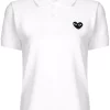 Comme Des Garçons Play WHITE Polo à Patch Logo Femme -Comme Des Garçons Play Soldes Boutique 14944940 26049572 600