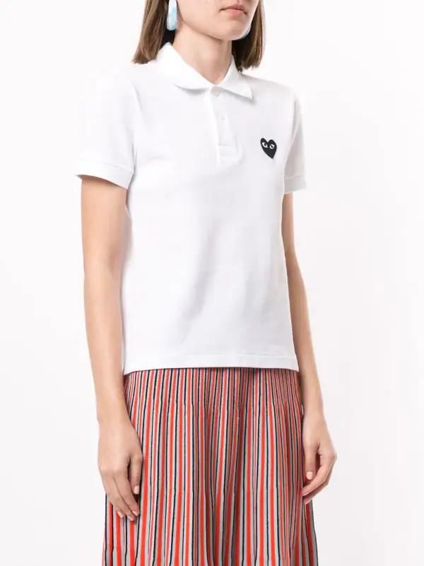 Comme Des Garçons Play WHITE Polo à Patch Logo Femme 5 Comme Des Garçons Play WHITE Polo à Patch Logo Femme – Image 3