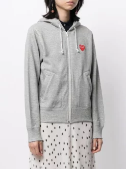 Comme Des Garçons Play Hoodie Zippé à Applique Cœur Femme -Comme Des Garçons Play Soldes Boutique 14944983 34133036 600