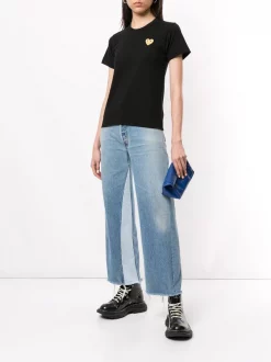 Comme Des Garçons Play BLACK T-shirt à Logo Brodé Femme -Comme Des Garçons Play Soldes Boutique 14945045 26047112 600