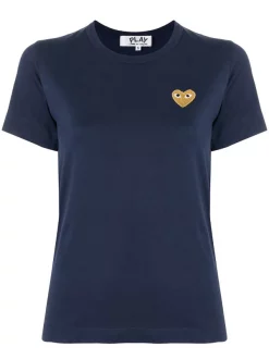 Comme Des Garçons Play T-shirt à Logo Brodé NAVY