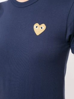 Comme Des Garçons Play T-shirt à Logo Brodé NAVY -Comme Des Garçons Play Soldes Boutique 14945047 26048001 600
