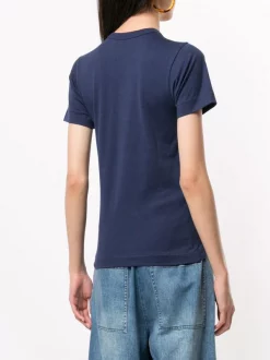 Comme Des Garçons Play T-shirt à Logo Brodé NAVY -Comme Des Garçons Play Soldes Boutique 14945047 26048002 600