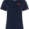 Comme Des Garçons Play NAVY T-shirt à Logo Brodé Femme -Comme Des Garçons Play Soldes Boutique 14945060 26126039 600