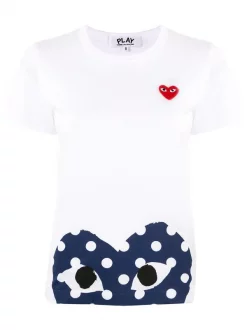 Comme Des Garçons Play WHITE T-shirt à Imprimé Cœur Femme