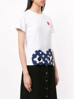 Comme Des Garçons Play WHITE T-shirt à Imprimé Cœur Femme -Comme Des Garçons Play Soldes Boutique 14945071 26127175 600
