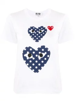 Comme Des Garçons Play WHITE T-shirt à Imprimé Cœur Femme