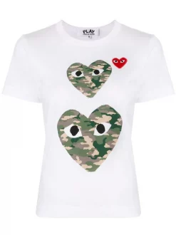 Comme Des Garçons Play T-shirt à Logo Imprimé WHITE