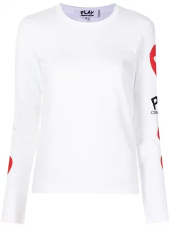 Comme Des Garçons Play WHITE T-shirt à Logo Cœurs Femme