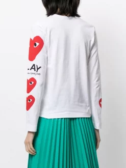 Comme Des Garçons Play WHITE T-shirt à Logo Cœurs Femme -Comme Des Garçons Play Soldes Boutique 14945088 33890229 600