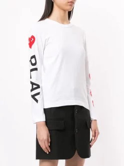 Comme Des Garçons Play T-shirt à Logo Imprimé WHITE -Comme Des Garçons Play Soldes Boutique 14945089 26169030 600