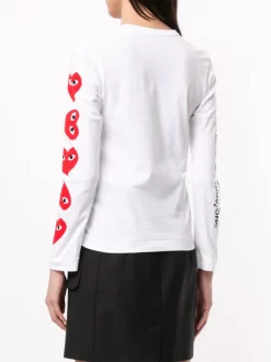Comme Des Garçons Play T-shirt à Logo Imprimé WHITE -Comme Des Garçons Play Soldes Boutique 14945089 26169035 600